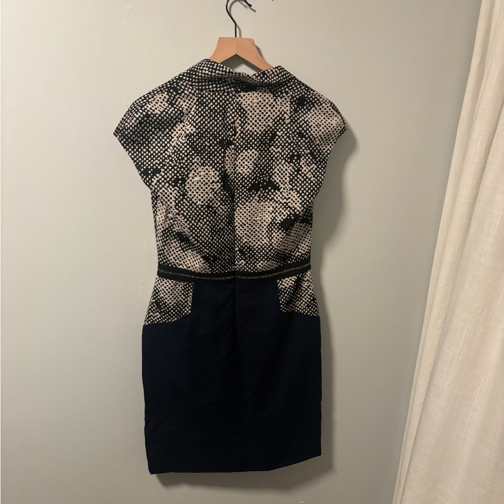Lela Rose Wool Knee-length dress size 8 navy and black - Picture 3 of 8